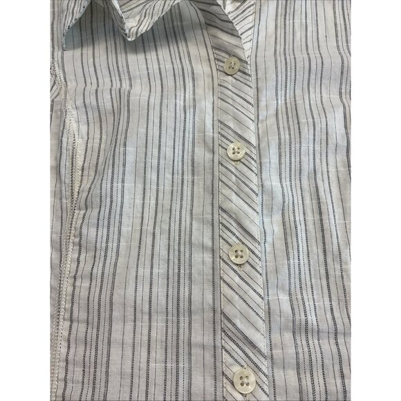 Cabi Gray Striped Button Down Top Size L Office Career Classic Long Sleeve - Picture 6 of 9
